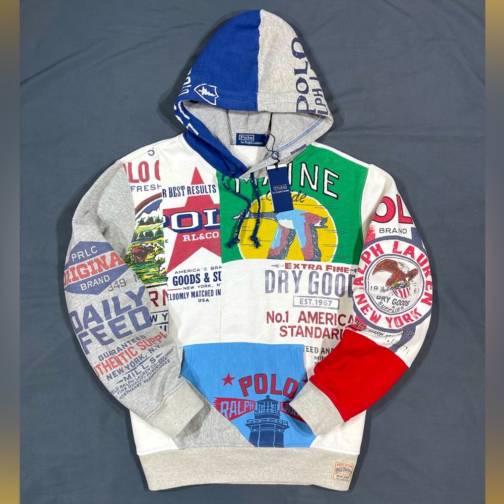 Polo Ralph Lauren Sportsman Outdoor Polo Country Patchwork Hoodie Sweatshirt